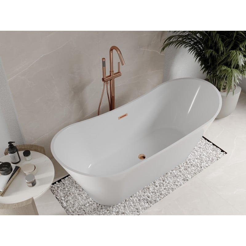 Mexen Celia baignoire autoportante 170 x 75 cm, blanche, trop-plein or rose - 52331707500-60