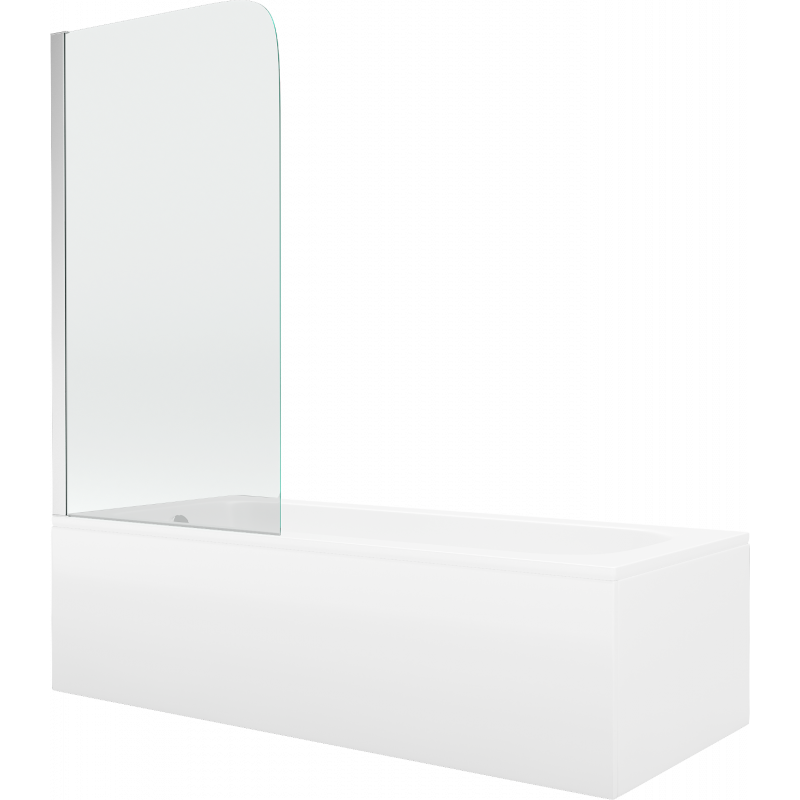 Mexen Vega baignoire rectangulaire 180 x 80 cm avec habillage et pare-baignoire à 1 volet de 70 cm, transparent, chromé