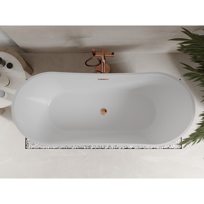 Mexen Celia baignoire autoportante 170 x 75 cm, blanche, trop-plein or rose - 52331707500-60