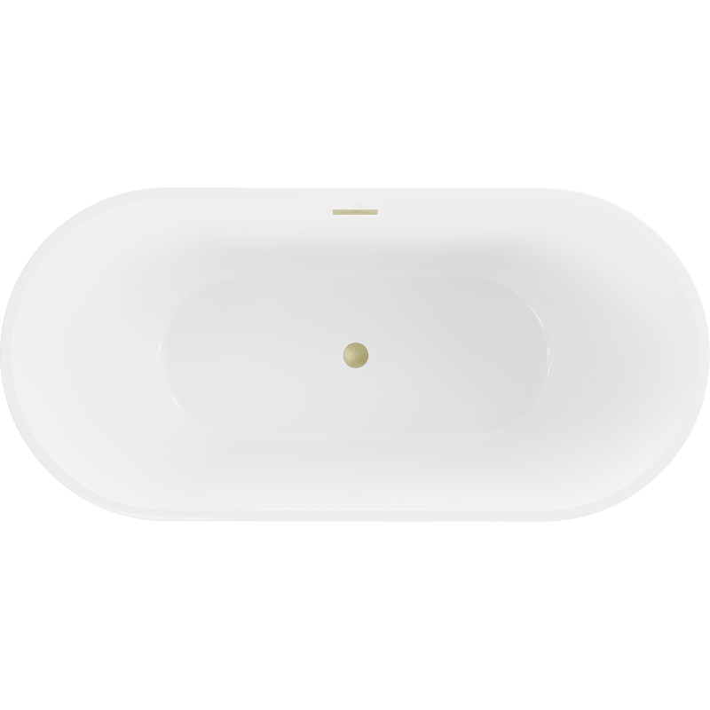 Mexen Luna baignoire autoportante 170 x 80 cm, blanche, trop-plein or brossé - 52031708000-55