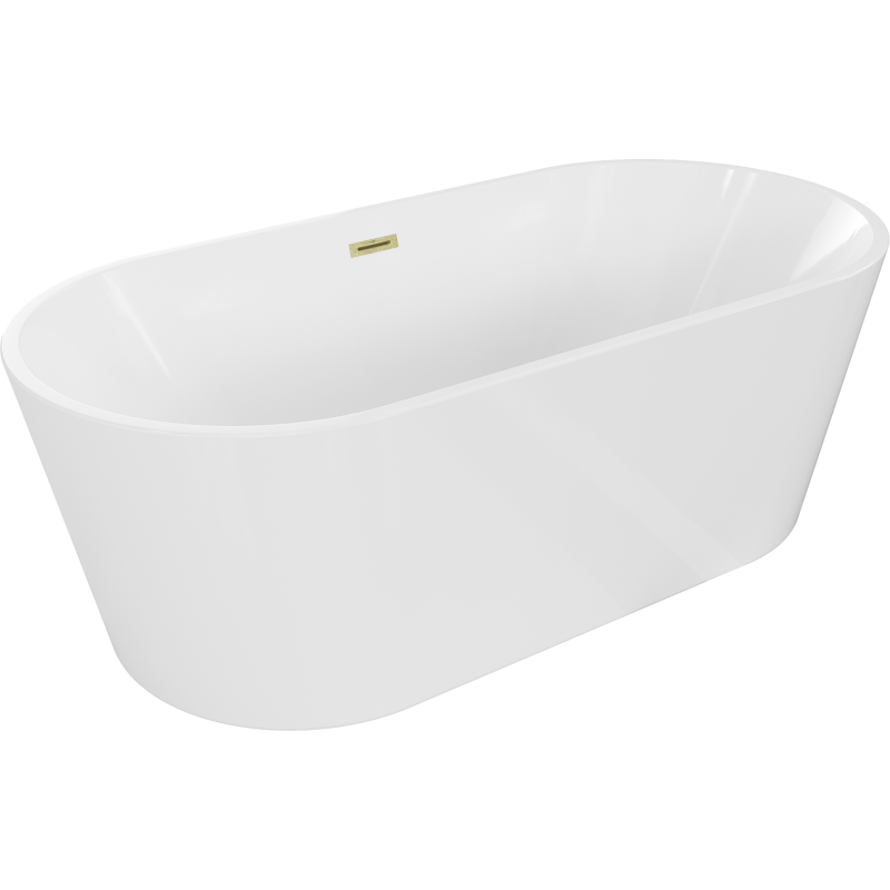 Mexen Luna baignoire autoportante 170 x 80 cm, blanche, trop-plein or brossé - 52031708000-55