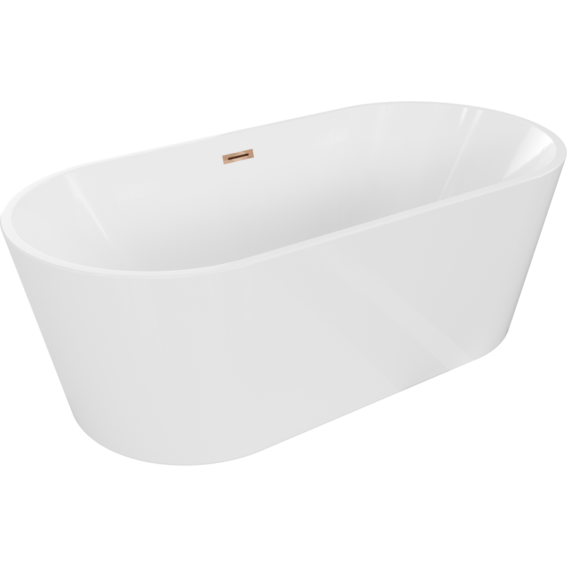 Mexen Luna baignoire indépendante 180 x 80 cm, blanche, évacuation or rose - 52031808000-60