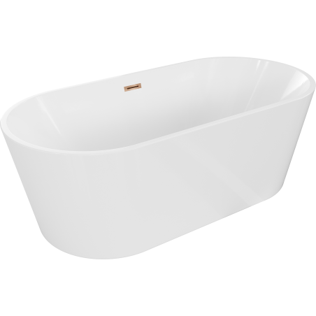 Mexen Luna baignoire indépendante 180 x 80 cm, blanche, évacuation or rose - 52031808000-60