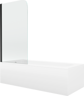 Mexen Vega baignoire rectangulaire 180 x 80 cm avec habillage et paroi de baignoire 1 volet 70 cm, transparent, noir
