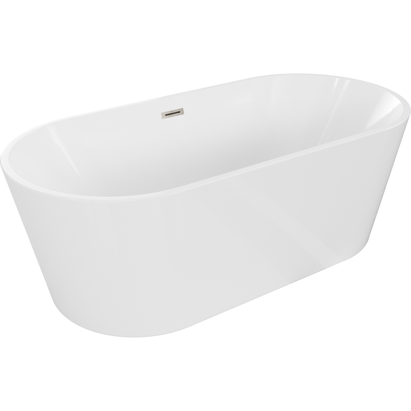 Mexen Luna baignoire autoportante 170 x 80 cm, blanche, trop-plein nickel brossé - 52031708000-97
