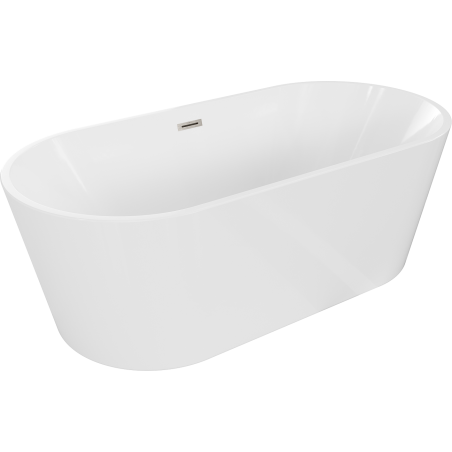 Mexen Luna baignoire autoportante 170 x 80 cm, blanche, trop-plein nickel brossé - 52031708000-97