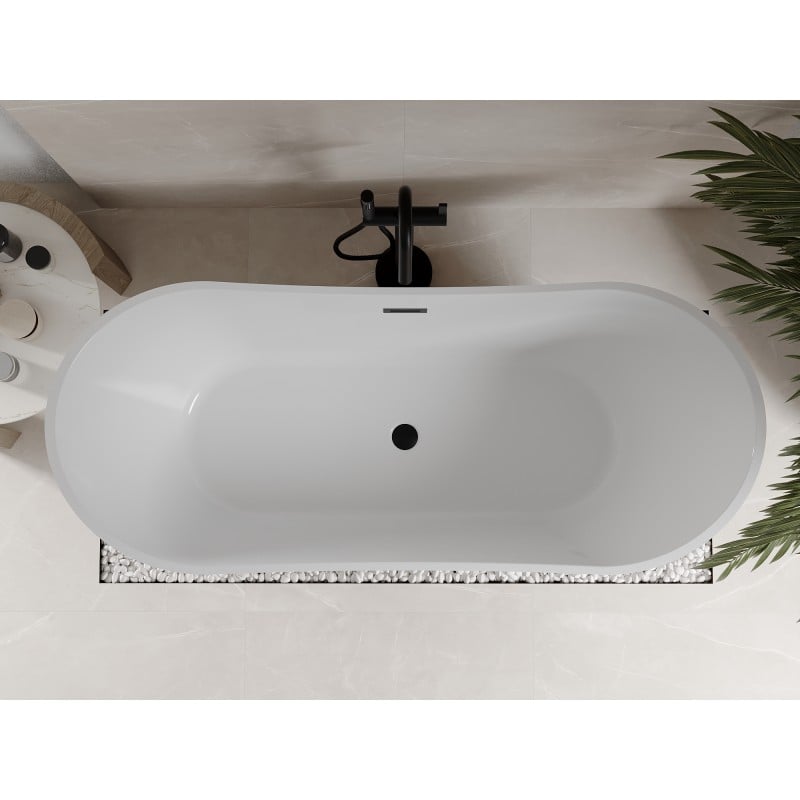 Mexen Celia baignoire autoportante 170 x 75 cm, blanche, trop-plein noir - 52331707500-70
