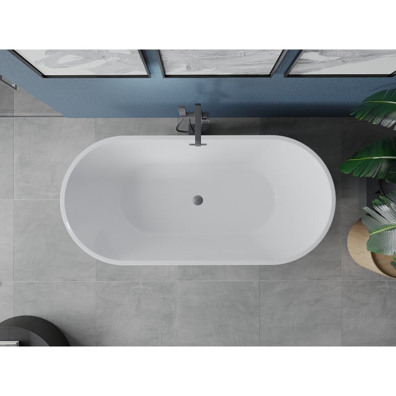 Mexen Luna baignoire autoportante 180 x 80 cm, blanche, trop-plein gun metal - 52031808000-95