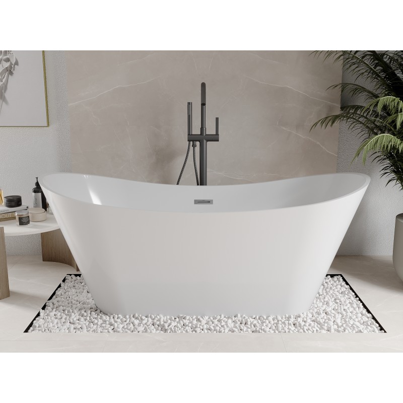 Mexen Celia baignoire autoportante 170 x 75 cm, blanche, trop-plein en métal gun - 52331707500-95