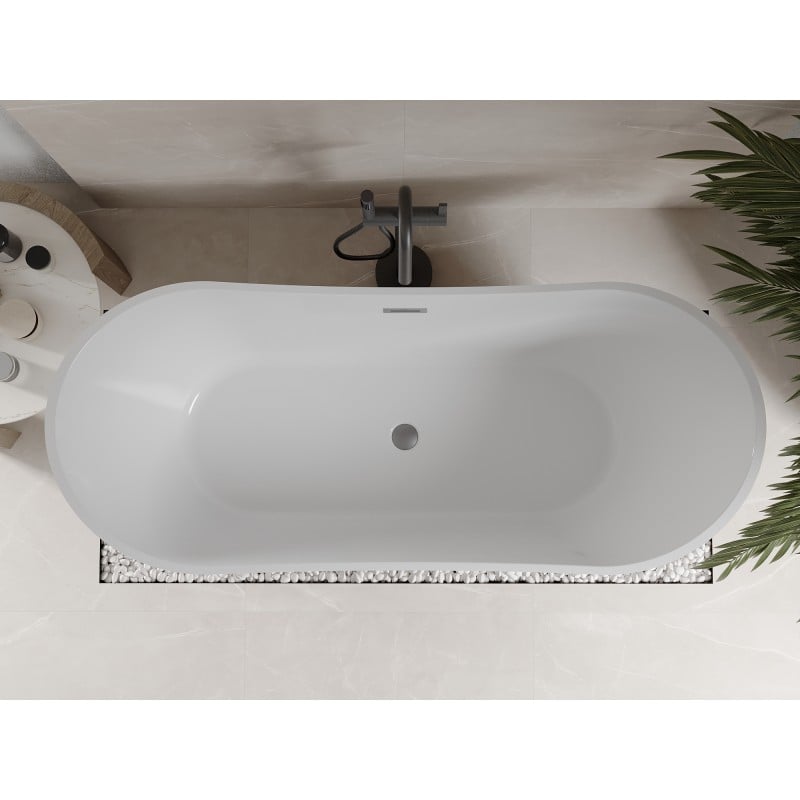 Mexen Celia baignoire autoportante 170 x 75 cm, blanche, trop-plein en métal gun - 52331707500-95