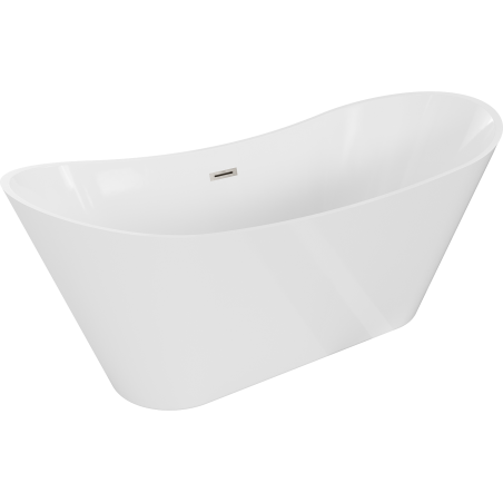 Baignoire autoportante Mexen Celia 170 x 75 cm, blanche, débordement en nickel brossé - 52331707500-97