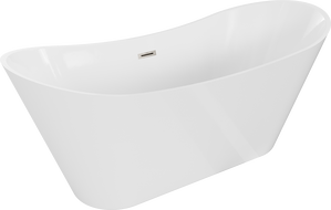 Baignoire autoportante Mexen Celia 170 x 75 cm, blanche, débordement en nickel brossé - 52331707500-97