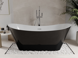 Baignoire Mexen Celia autoportante 170 x 75 cm, blanche/noire, trop-pleine chromée - 52331707575-01