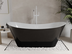 Baignoire Mexen Celia autoportante 170 x 75 cm, blanche/noire, trop plein blanc - 52331707575-20