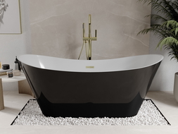 Mexen Celia baignoire autoportante 170 x 75 cm, blanche/noire, évacuation dorée - 52331707575-50