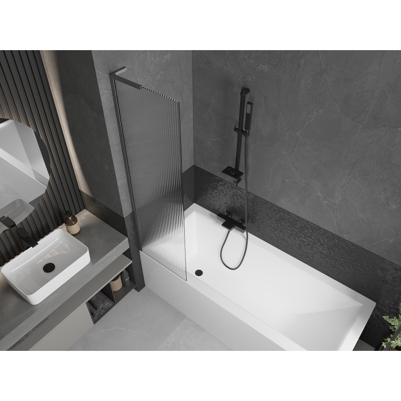 Mexen Next L paroi de baignoire 1-volet 50 x 150 cm, rayures, gris canon brossé - 895-050-000-03-09-66