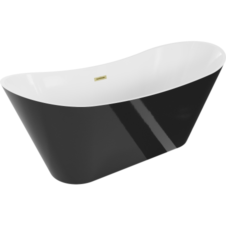 Baignoire Mexen Celia autoportante 170 x 75 cm, blanche/noire, évacuation en laiton brossé - 52331707575-55