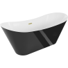 Mexen Celia baignoire autoportante 170 x 75 cm, blanche/noire, trop-plein or brossé - 52331707575-55