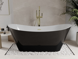 Baignoire Mexen Celia autoportante 170 x 75 cm, blanche/noire, évacuation en laiton brossé - 52331707575-55