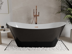 Baignoire Mexen Celia indépendante 170 x 75 cm, blanche/noire, évacuation dorée rose - 52331707575-60