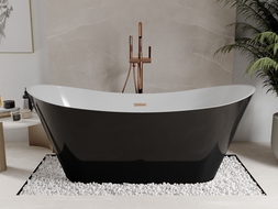 Mexen Celia baignoire autoportante 170 x 75 cm, blanche/noire, évacuation en laiton brossé - 52331707575-65