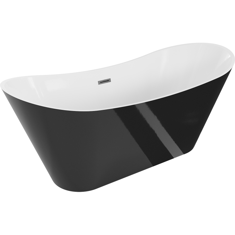 Baignoire Mexen Celia autoportante 170 x 75 cm, blanche/noire, évacuation gun gray brossé - 52331707575-66