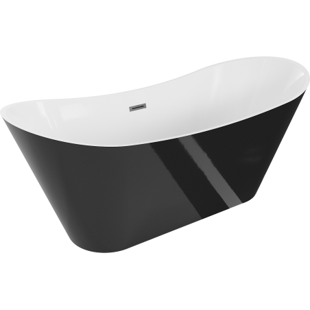 Baignoire Mexen Celia autoportante 170 x 75 cm, blanche/noire, évacuation gun gray brossé - 52331707575-66