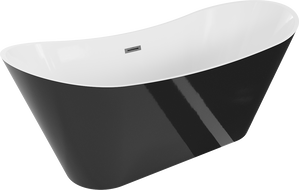 Baignoire Mexen Celia autoportante 170 x 75 cm, blanche/noire, évacuation gun gray brossé - 52331707575-66