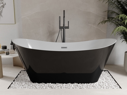 Baignoire Mexen Celia autoportante 170 x 75 cm, blanche/noire, évacuation gun gray brossé - 52331707575-66
