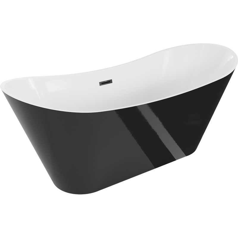 Mexen Celia baignoire autoportante 170 x 75 cm, blanche/noire, trop-plein noir - 52331707575-70