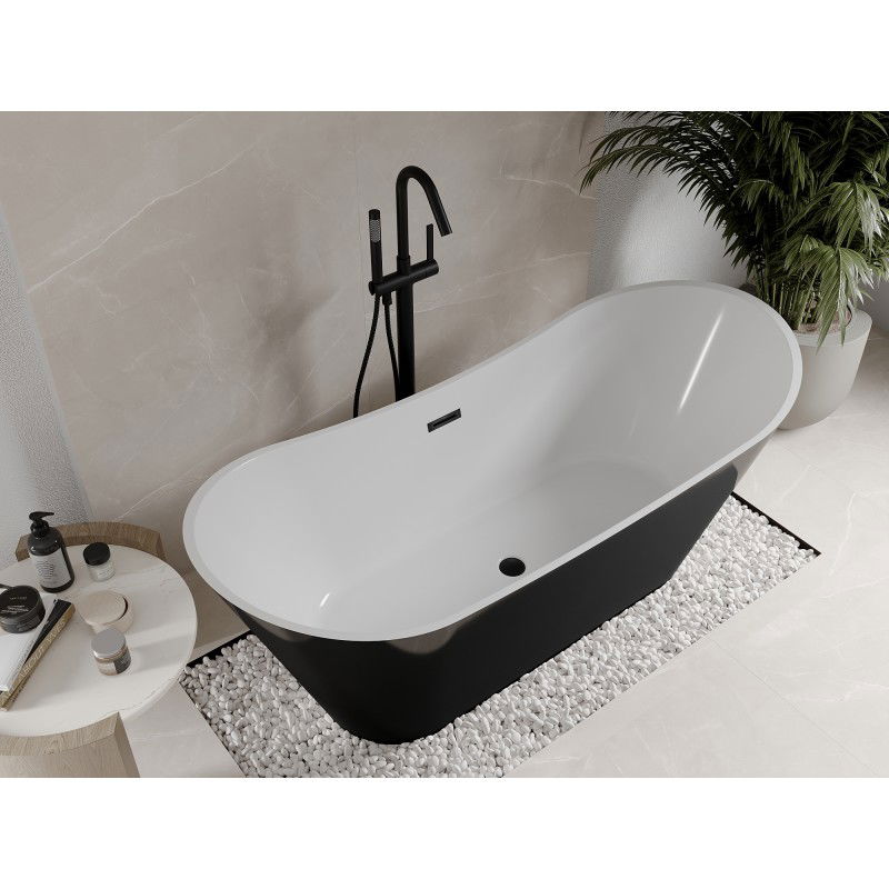 Mexen Celia baignoire autoportante 170 x 75 cm, blanche/noire, trop-plein noir - 52331707575-70