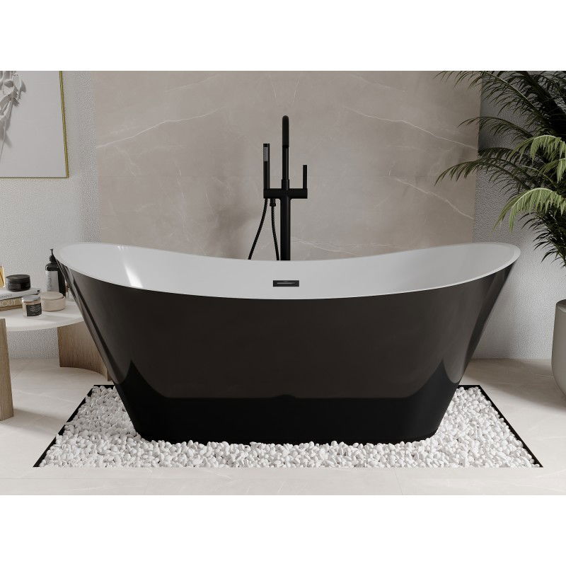 Mexen Celia baignoire autoportante 170 x 75 cm, blanche/noire, trop-plein noir - 52331707575-70
