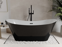 Baignoire Mexen Celia autoportante 170 x 75 cm, blanc/noir, évacuation noire - 52331707575-70