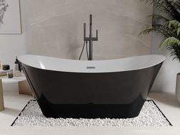 Baignoire Mexen Celia autoportante 170 x 75 cm, blanche/noire, trop-plein gun metal - 52331707575-95