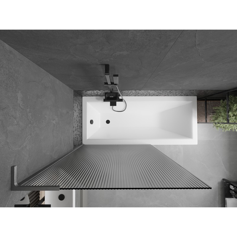 Mexen Next L pare-douche de baignoire 1-volet 100 x 150 cm, stries, gris canon brossé - 895-100-000-03-09-66