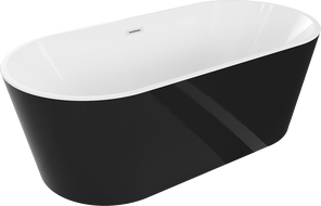 Mexen Luna baignoire autoportante 150 x 75 cm, blanche/noire, trop-plein blanc - 52031507575-20