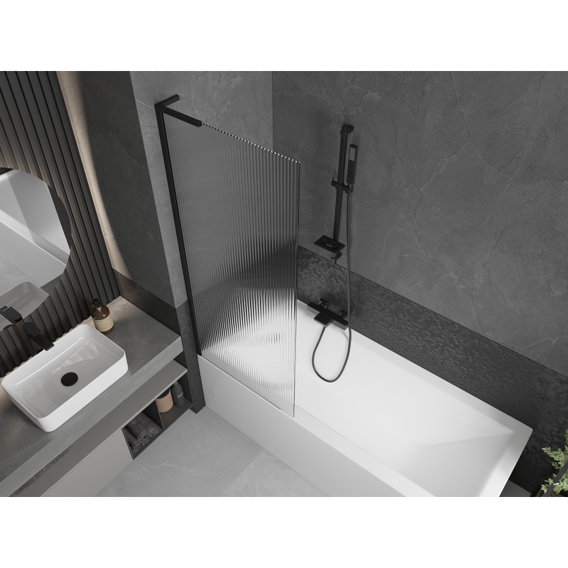 Mexen Next L pare-douche de baignoire 1-volet 70 x 150 cm, rayures, noir - 895-070-000-03-09-70