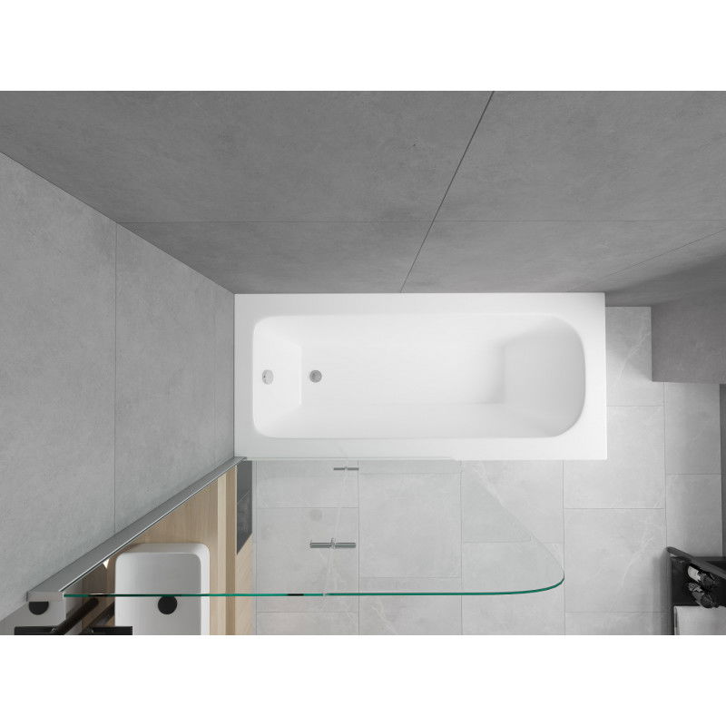 Mexen Vega baignoire rectangulaire 180 x 80 cm avec habillage et paroi de douche à 2 volets 80 cm, transparent, chrome
