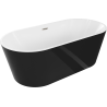 Mexen Luna baignoire autoportante 160 x 75 cm, blanche/noire, trop-plein nickel brossé - 52031607575-97