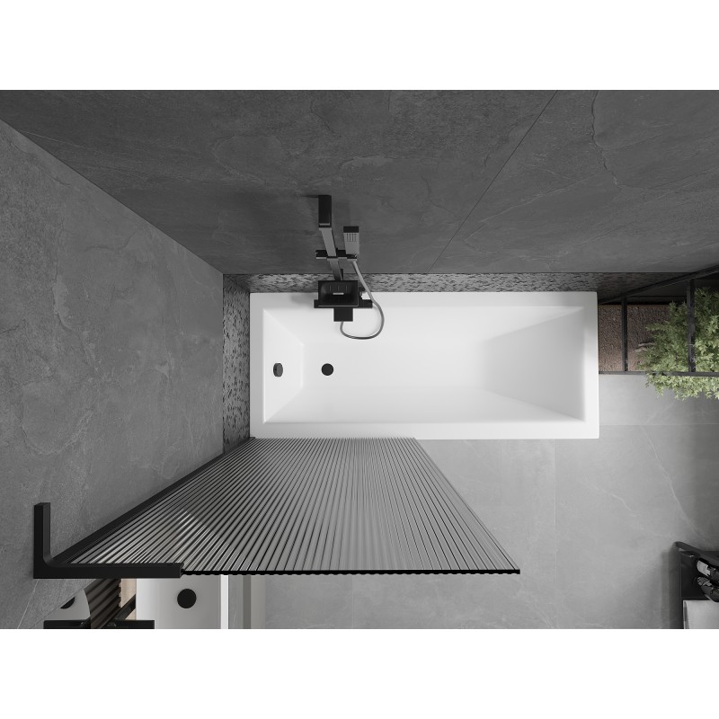 Mexen Next L paravent de baignoire à 1 volet 80 x 150 cm, rayures, noir - 895-080-000-03-09-70