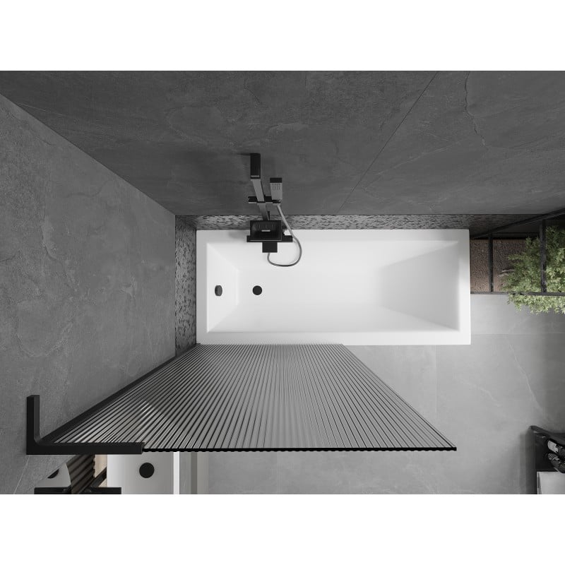 Mexen Next L paroi de baignoire 1 volet 90 x 150 cm, rayures, noir - 895-090-000-03-09-70