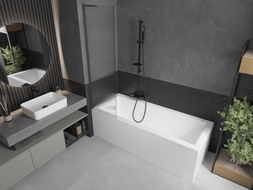 Mexen Next L paroi de baignoire 1-volet 50 x 150 cm, rayures, gun metal - 895-050-000-03-09-95