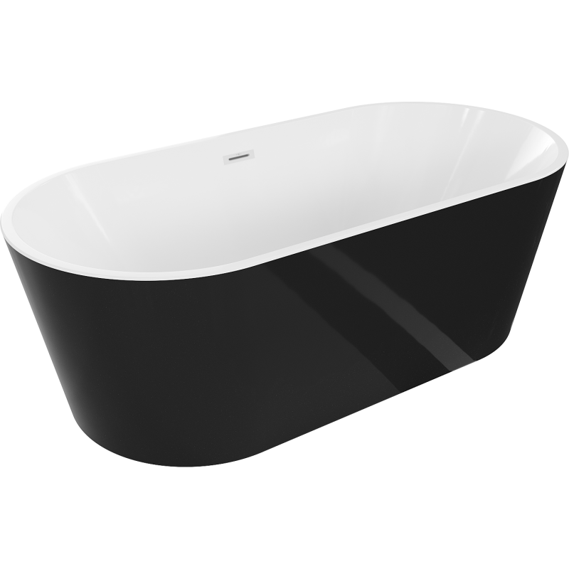 Mexen Luna baignoire autoportante 180 x 80 cm, blanche/noire, trop-plein blanc - 52031808075-20