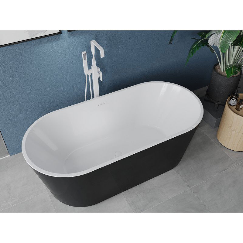 Mexen Luna baignoire autoportante 180 x 80 cm, blanche/noire, trop-plein blanc - 52031808075-20