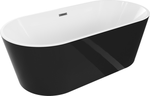 Mexen Luna baignoire autoportante 180 x 80 cm, blanche/noire, trop-plein gun gray brossé - 52031808075-66