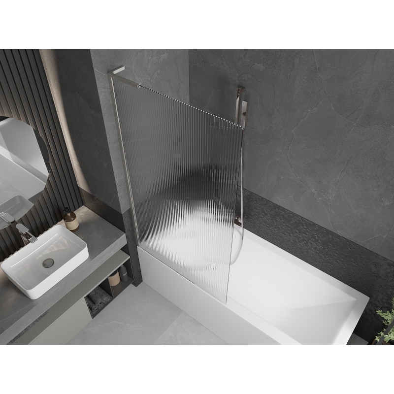 Mexen Next L écran de baignoire 1-volet 90 x 150 cm, stries, nickel brossé - 895-090-000-03-09-97