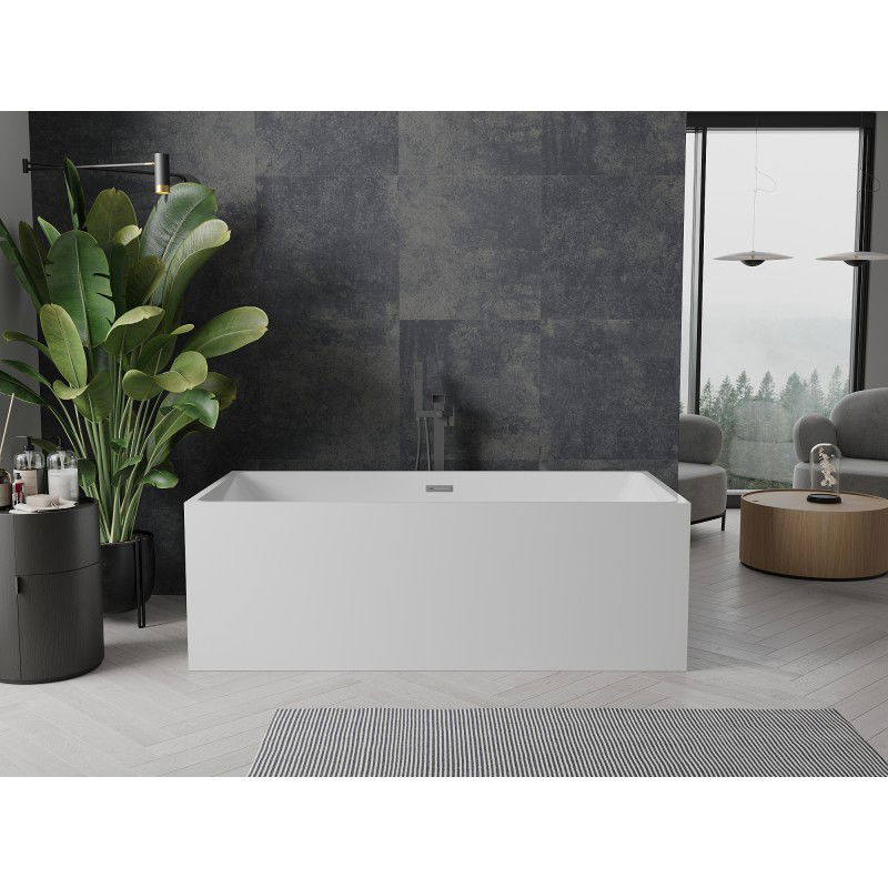 Mexen Nita baignoire autoportante 170 x 80 cm, blanche, trop-plein gris canon brossé - 52091708000-66