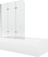 Mexen Vega baignoire rectangulaire 180 x 80 cm avec habillage et paroi de douche à 3 volets 120 cm, transparent, chrome