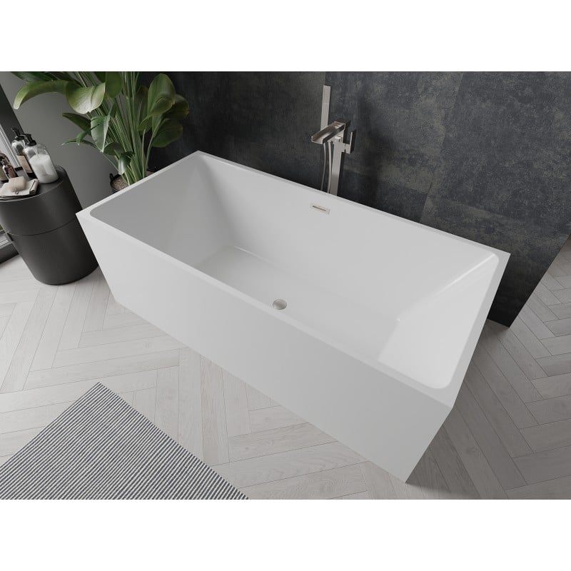 Mexen Nita baignoire autoportante 170 x 80 cm, blanche, trop-plein en nickel brossé - 52091708000-97