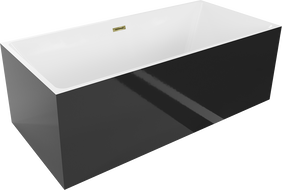 Mexen Nita baignoire freestanding 170 x 80 cm, blanche/noire, trop-plein doré - 52091708075-50